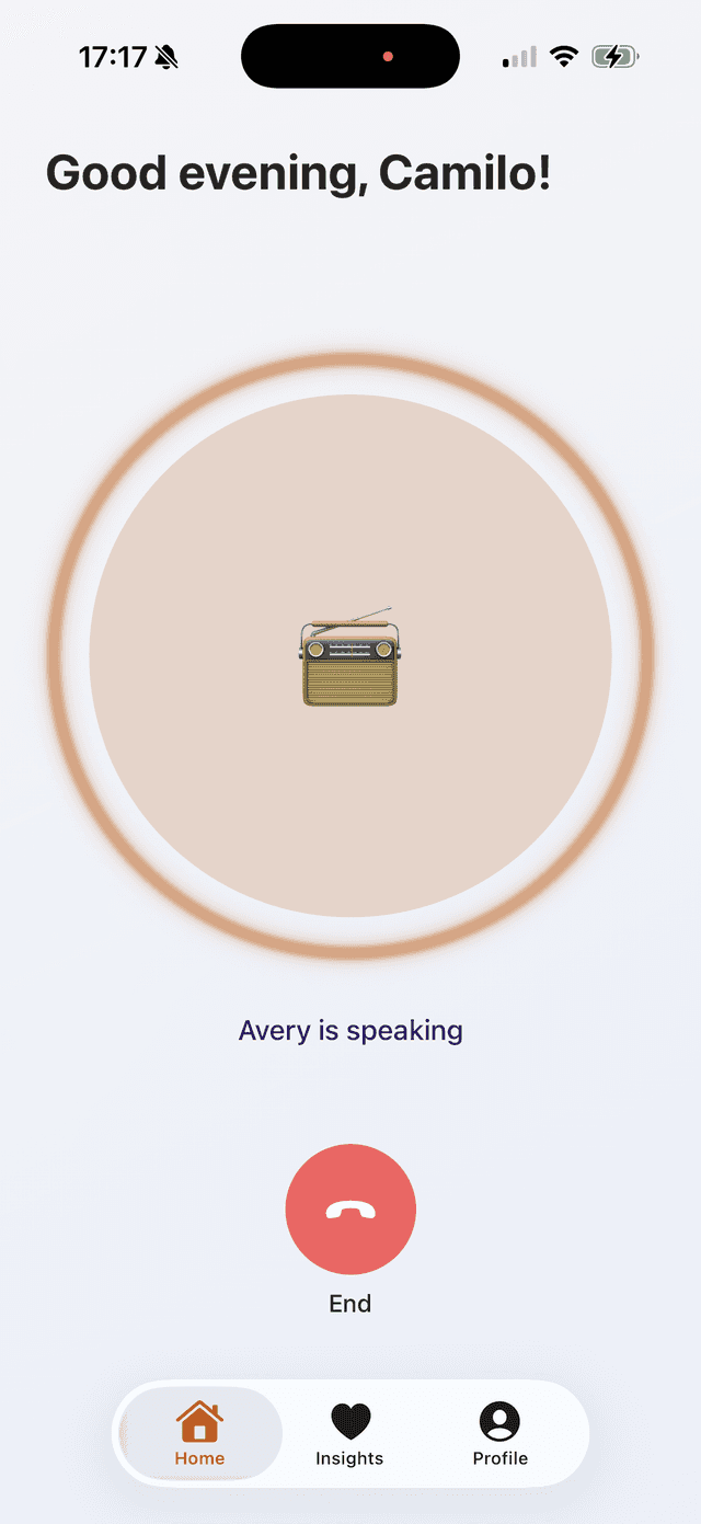 Avery app interface on iPhone